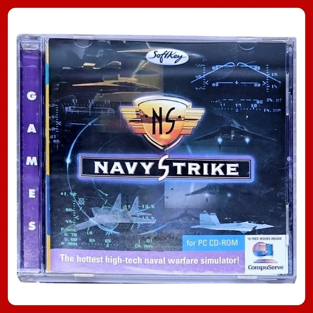 Navy Strike PC Game CD-ROM 1996 SoftKey DOS Naval Warfare Simulator Jet Combat